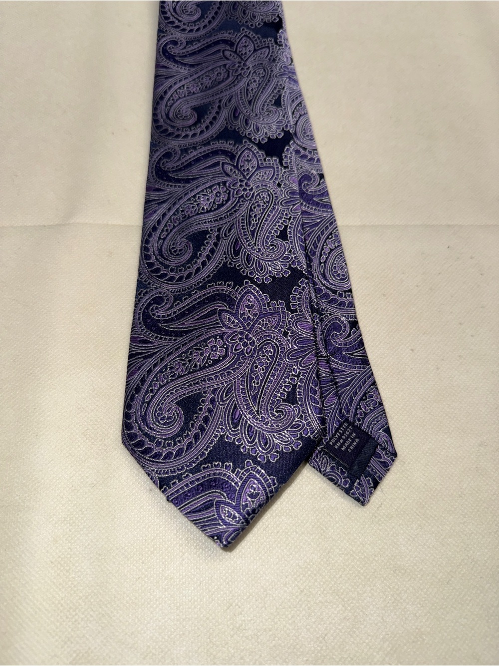 Stafford Navy and Purple Paisley Silk Tie